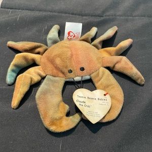 McDonalds 1993 Ty Teenie Beanie Baby Claude The Crab Tag Errors Rare Collectible